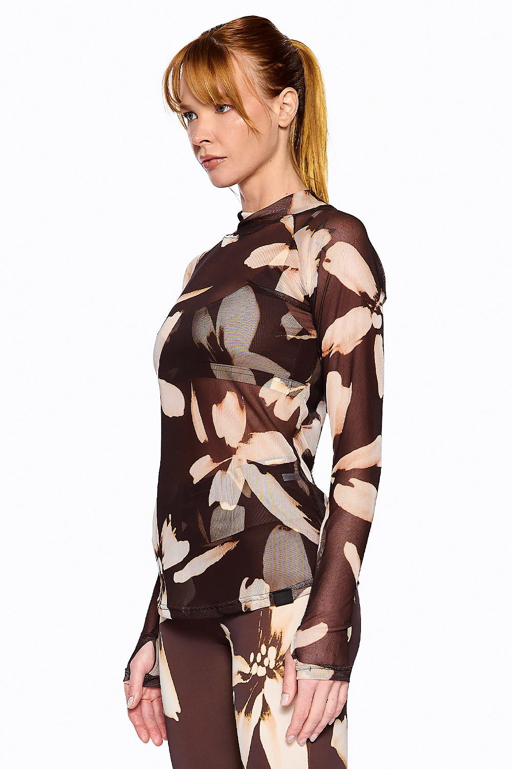 Camiseta Manga Longa Bree Est. Floral Coffee