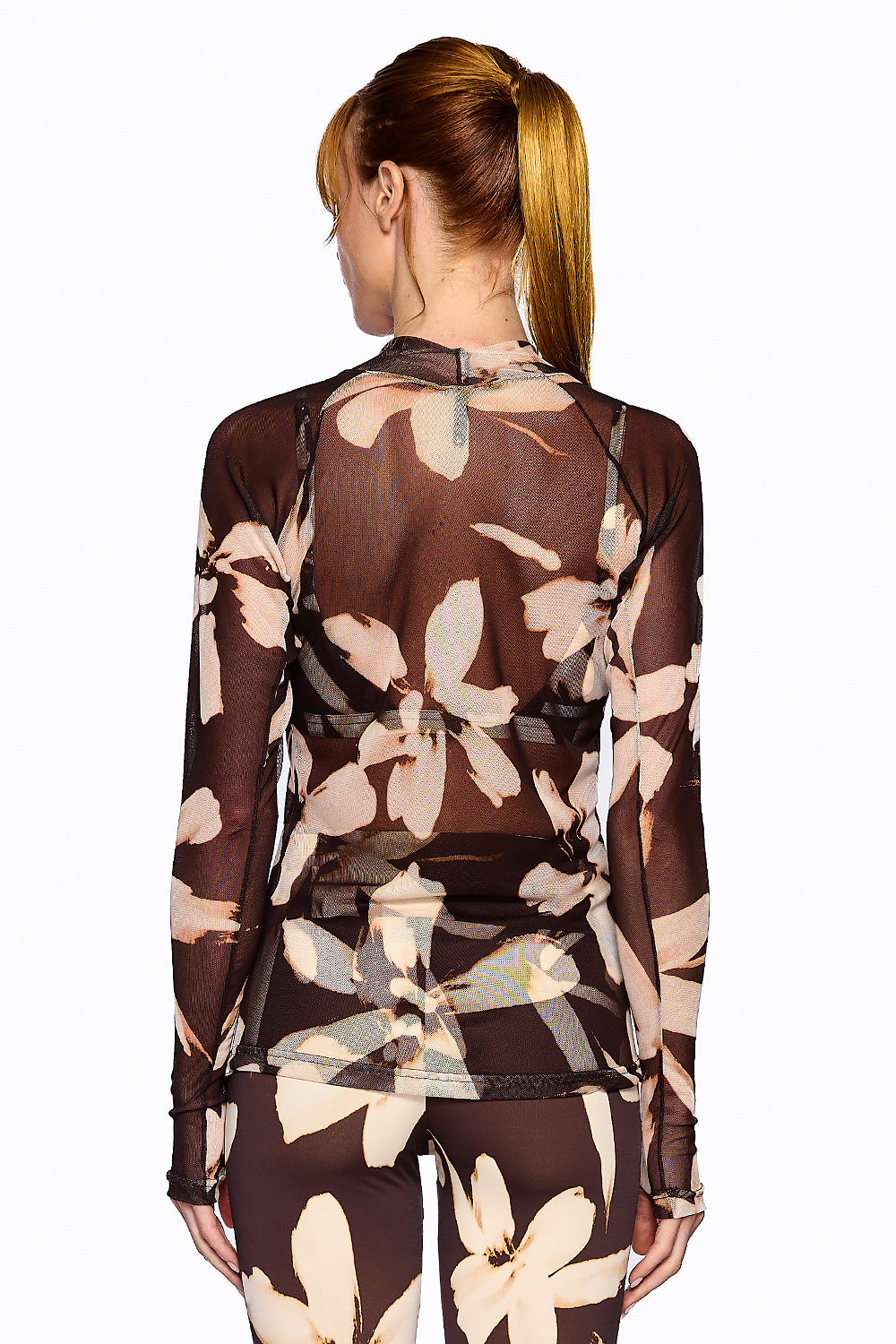 Camiseta Manga Longa Bree Est. Floral Coffee