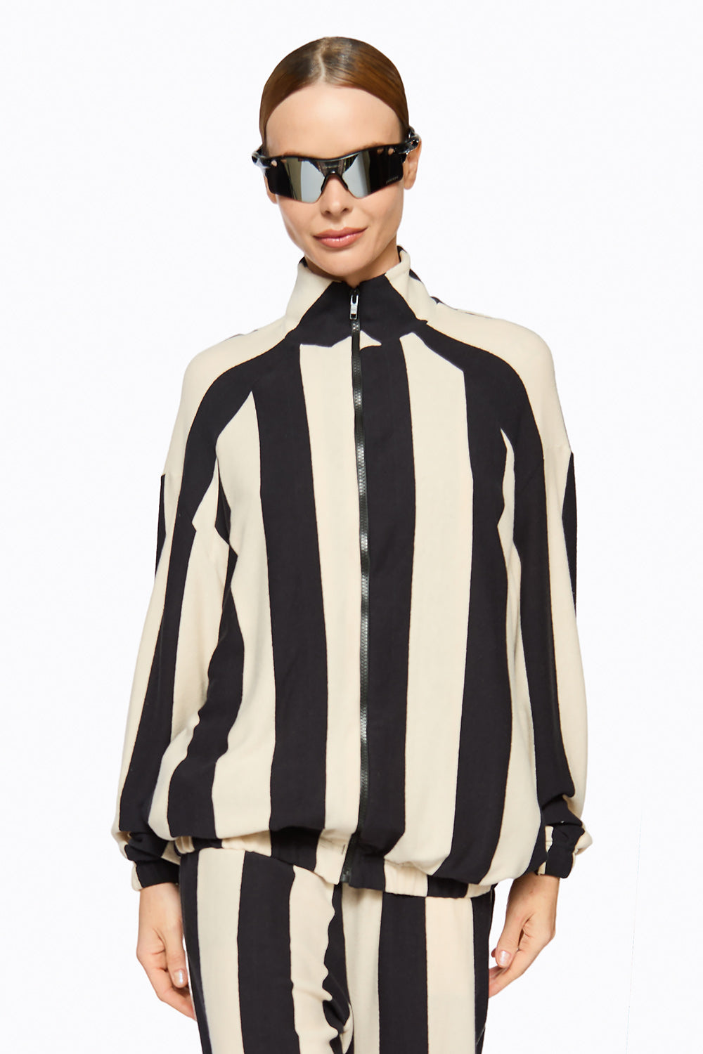 Casaco Bloom Listras Preto/ Off White